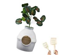 Caja de arena cerrada con forma de planta en maceta para gatos, superficies lisas, tamaño grande, fácil limpieza, multicolor, con desodorante