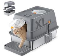 Caja de Arena Cerrada Extragrande,Arena para Gatos de Acero Inoxidable con Cubierto,Arenero Gato Grande,con Pala, Anti-Fugas, Sin Olor, Fácil de Limpiar, para Varios Gatos