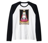 Caja de arena con forma de gato místico con forma de carta del Tarot del Emperador, gracioso gato Camiseta Manga Raglan