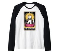 Caja de arena con forma de gato místico con forma de carta del Tarot del Emperador, gracioso gato Camiseta Manga Raglan