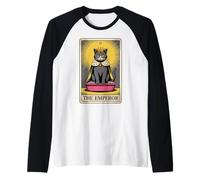 Caja de arena con forma de gato místico con forma de carta del Tarot del Emperador, gracioso gato Camiseta Manga Raglan
