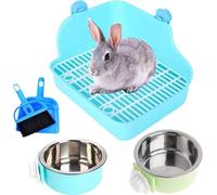 Caja de arena de conejo para jaula de conejo, caja de cama de arena de esquina para animales pequeños, bandeja de arena colgante para mascotas, jaula para orinal, inodoro para conejos, conejillos de