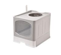 Caja de Arena for Gatos Plegable Grande con diseño de Tapa y cajón, Bandeja de Arena for Gatitos con Entrada Superior, antisalpicaduras, for Interiores arenero Gatos(Grey)