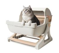 Caja de arena inteligente para gatos | Gran diseño de seguridad autolimpiable sin olores con tapa abierta para hogares de varios gatos, apartamentos, exteriores e interiores