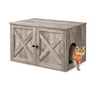 Feandrea Mueble Arenero para Gatos, Caja de Arena Oculta con Separador Extraíble, Mesa Auxiliar, Casa de Interior para Gatos, 80 x 53 x 50 cm, Greige PCL002G01
