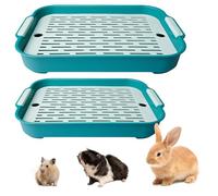 Caja de Arena para Conejos,2 Piezas Inodoro para Gatos,Conejo Inodoro,Bandeja de Arena para Hámster,Inodoro Conejo,Entrenador de Inodoro,Doble Malla para Inodoro para Pequeños Animales (Green-cyan)