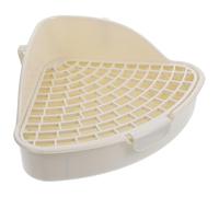 Caja de Arena para Conejos en Esquina de Plástico, Bandeja Triangular | Base Malla Filtrante, Rejilla Desmontable y Borde Alto, para Jaulas de Mascotas Pequeñas y Cobayas