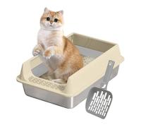 Caja de arena para gatos, 40 x 30 x 16 cm, bandeja profunda, recipiente de pared alto con control de olores, fácil lavado de gatos para gatitos gatos de tamaño mediano