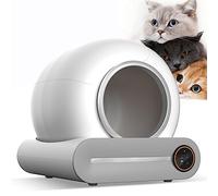 Caja de arena para gatos autolimpiable, bandeja inteligente de gran capacidad con protección de seguridad, eliminación de olores, control de aplicación para varios gatos, 1 kg a 8 kg