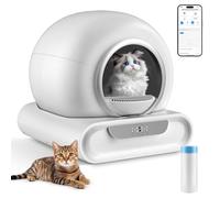 Caja de arena para gatos autolimpiable, extra XXL, 65 L, autolimpiable, con control de aplicación, alerta segura, monitor de salud inteligente, caja de arena automática para 2 gatos, varios gatos
