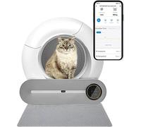 Caja de arena para gatos autolimpiable, robot automático sin raspado para múltiples gatos, gran capacidad, eliminación de olores, control de aplicación, protección de seguridad