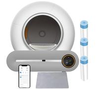 Caja De Arena para Gatos Autolimpiante | Caja De Arena AutomáTica para Gatos|Robot Caja Arena Sin Pala Autolimpiante-Capacidad 65+9 L/Control AplicacióN/Alfombra/Bolsa-para Varios Gatos,White