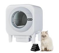 Caja de arena para gatos autolimpiante, robot automático manos libres con cámara, sensores de seguridad y control de aplicación para varios gatos, solución inteligente de arena