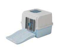 Caja de arena para gatos con control de olores con removedor de pelo flotante, diseño cerrado de gran tamaño para un uso eficiente del inodoro multiusos
