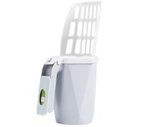 Caja de arena para gatos con soporte y contenedor de bolsa, caja 3 en 1 para gatos de 11.8 x 6.7 pulgadas, contenedor de gran capacidad para accesorios interiores y exteriores, pala gris