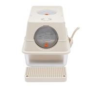 Caja de arena para gatos, con tapa, neutralizadora de olores, tamaño XXL para gatos grandes, con filtro de carbón y bandeja de acero inoxidable, fácil limpieza (gris claro)