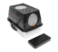 Caja de arena para gatos, con tapa, neutralizadora de olores, tamaño XXL para gatos grandes, con filtro de carbón y bandeja de acero inoxidable, fácil limpieza (negro)