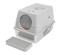 Caja de arena para gatos, con tapa, neutralizadora de olores, tamaño XXL para gatos grandes, con filtro de carbón y bandeja de acero inoxidable, fácil limpieza (caqui)