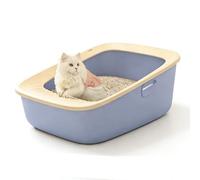 Caja de arena para gatos de esquina pequeña, bandeja de arena abierta sin desorden para gatitos a gatos grandes, lados elevados que reducen la dispersión