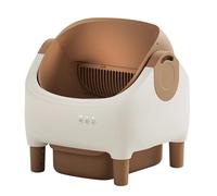 Caja de Arena para Gatos de Limpieza automática con Control Remoto de aplicación, Sistema de neutralización de olores, Estructura Abierta y Segura,Capacidad de contenedor de Basura de 12 litros Brown