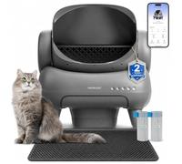 Caja de Arena para Gatos M1 con Parte Superior Abierta, Bandeja de Arena automática para Gatos con Control de aplicación, eliminación de residuos sin Olor, Incluye Bolsas de Basura y Alfombrilla de