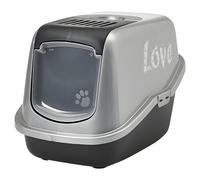Caja De Arena Para Gatos SAVIC Nestor Impression Love Negro-Plata 56x39x38,5 Cm