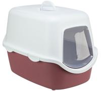 Caja de arena para gatos Vico, con tapa 40 × 40 × 56 cm rosa claro/blanco