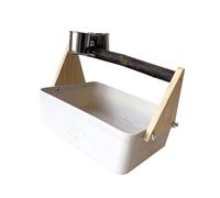 Caja de arena para pájaros con taza de alimentación, cubo de basura extraíble para periquitos, cacatúas y loros, estación de inodoro de entrenamiento