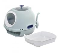Caja de arena PawHut para gatos ligeros con claraboya color Azul