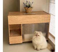 Caja de Arenero for Gatos Oculta, Arenero Cerrado para Gatos, 2 en 1 Mesa Auxiliar Móvil de Madera, Muebla de Cat Litter Box con Gran Espacio de Almacenamiento Superior