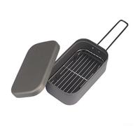 Caja de arroz al vapor portátil de aluminio con vaporizador y parrillas para preparación de comidas en el campo (2 unidades, negro)