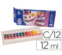 Caja de Artista de Pintura Acrílica Tarjeta de 12 Colores Surtidos Tubo de 12 ml
