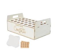 Caja de bandeja de soporte, caja de cono de confeti, caja de cartón con 28 agujeros, 30 tarjetas de papel , caja multifuncional con adhesivo adhesivo para celebración, fiesta, cumpleaños