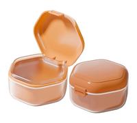 Caja de baño para dentaduras postizas de grado alimenticio, 3 en 1 con capas extraíbles, retenedor de dientes falsos, cuidado completo para dentaduras postizas, soportes transparentes, protector