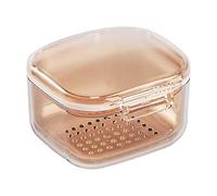 Caja de baño para prótesis dentales con cesta coladora, color albaricoque