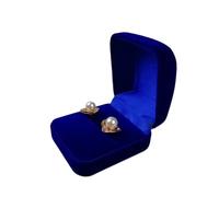 Caja De Baratija De Terciopelo, Caja De Anillo, Organizador De Joyas, Caja De Anillos Dobles, Caja De Regalo De Boda Para Boda, Propuesta,Compromiso(Single Blue)