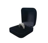 Caja De Baratija De Terciopelo, Caja De Anillo, Organizador De Joyas, Caja De Anillos Dobles, Caja De Regalo De Boda Para Boda, Propuesta,Compromiso(Single Black)