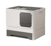 Caja de basura para gatos, caja de basura grande con bandeja y bandeja, antisalpicaduras, caja de basura para gatos, fácil de limpiar y de controlar