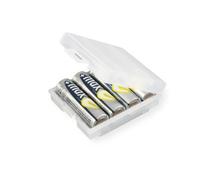 Ansmann Caja para Almacenar Baterías (Caja de 4) | Caja de almacenamiento y transporte resistente que protege contra cortocircuitos y polvo, compatible con pilas AA y micro AAA