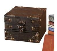 Caja de bloqueo de madera vintage - Mini Retro Treasure Coffre, Caja de recuerdo de joyería | Solución de almacenamiento de organizadores de oficina en casa, caja decorativa del tesoro de estilo
