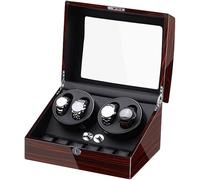 Caja de bobinador de Reloj automático para devanado 4 Relojes + 6 Almacenamiento de Pintura de Piano de Motor silencioso Adaptador Exterior y Accesorios alimentados por batería
