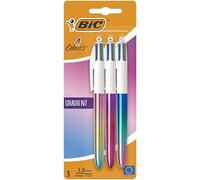 Caja de Bolígrafos de Tinta de Aceite Retráctil Bic 4 Colours Gradient 511030/ 3 unidades/ 4 Colores de Tinta/ Cuerpo Color Grad