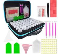 Caja de Bordado de Diamantes, Diamond Painting Kit Completo, 60 Ranuras Organizador de Pintura de Diamante 5d Kit, con Caja Contenedores y Herramientas (32 x 22 x 7.4cm)