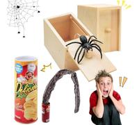 Caja De Broma De Araña, 2pcs Caja con Araña Broma, 1pcs Serpiente De Patatas Fritas, Spider Prank Box, Broma De Araña En Una Caja, Patatas Fritas Serpiente Pop Up, Juguetes de bromas de Halloween