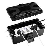 Caja de Cable Resistente al Agua,Caja Estanca Exterior Electrica,26.1x15x9.4 CM Caja Cables,con 6 Salidas de Cables,Para Protección de Enchufes,Cubierta de Cable Alargador Resistente,Temporizador