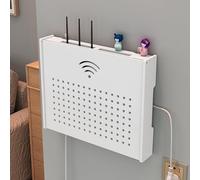 Caja de caché WiFi, nizer montado en la pared para regletas y enrutadores, solución de almacenamiento de PVC transpirable para módem y enrutador, ideal para el hogar y la oficina (42 cm de ancho)