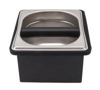 Caja de café, caja de café de acero inoxidable y goma con barra de golpe extraíble para cafetería, base antideslizante, accesorios para baristas (S)