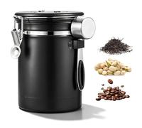 Caja de café Hermética de 2,8L, caja de café de grano de acero inoxidable, cajas hermeticas con válvula de CO2, cuchara e indicador de fecha, cajas de café molido y grano para té, azúcar, Cacao