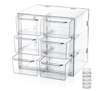 Caja de Cajones Apilable, Organizador de Cosméticos y Maquillaje Acrílico Con 6 Cajones para Dormitorio, Baño, Tocador, Joyas, Anillos, Collares - 12 x 10 x 12 cm