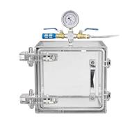Caja De Cámara De Desgasificación Al Vacío De Acrílico Transparente Con Manómetro Y Válvula De Ventilación De 2 Vías, Gabinete Desecador De Sellado Fuerte Adecuado for Aplicaciones(20 * 20 * 20cm)